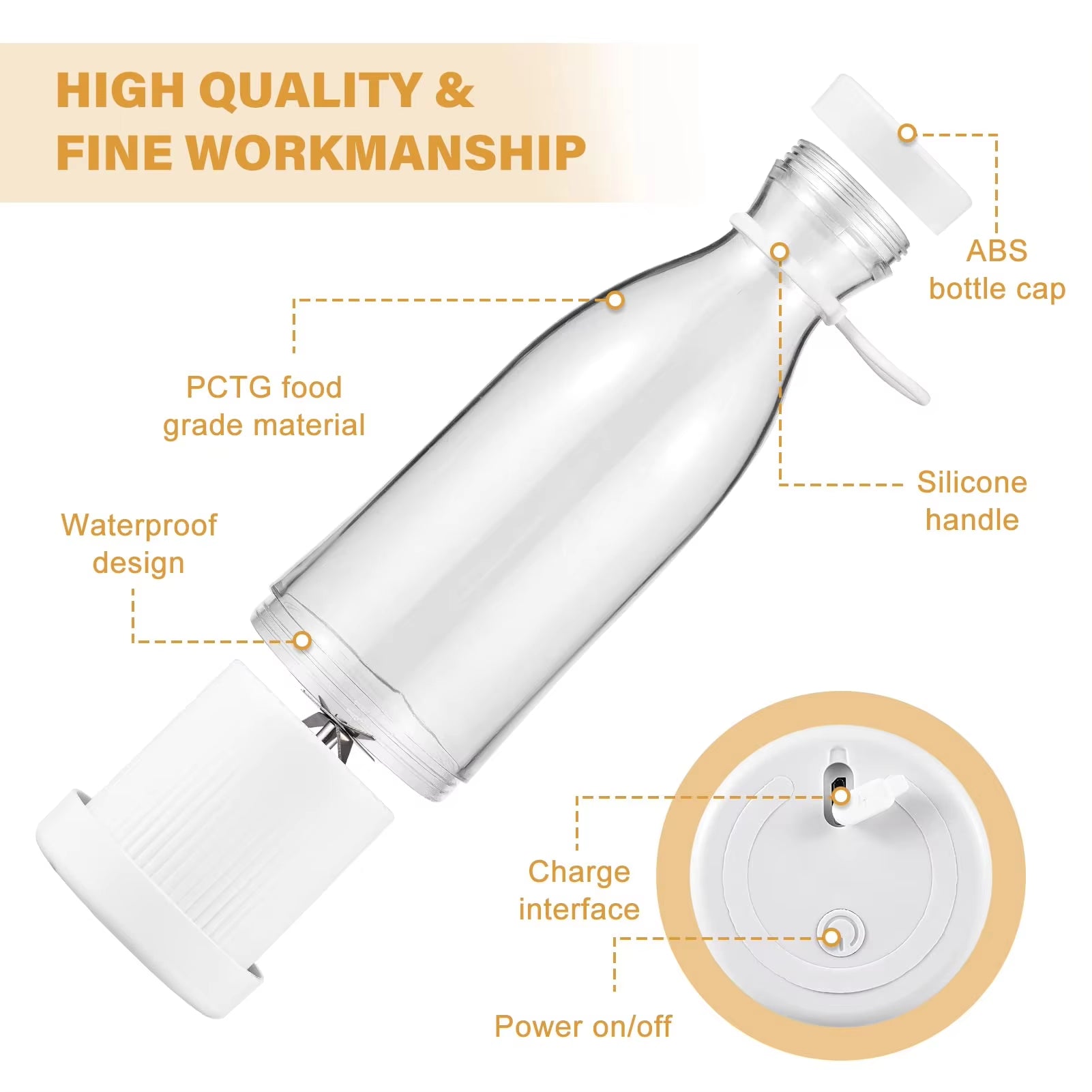 Mini Electric Juicer Cup 420Ml Portable Juicer Mixer Usb 6 Blade Blender Espremedor De Laranja Fresh Fruit Juice Blender