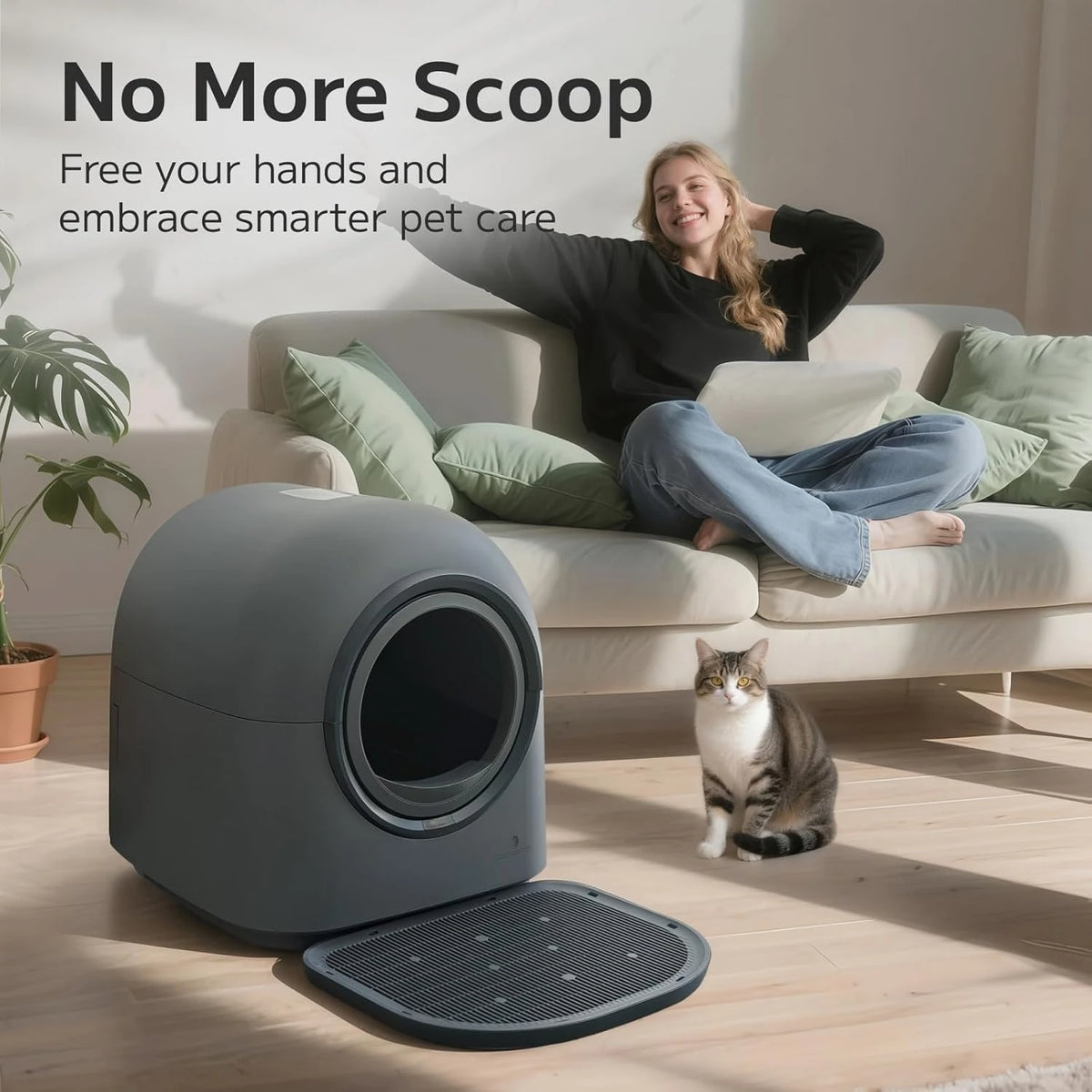 Self-Cleaning Litter Box Automatic Electronic Hands-Free Smart Robot Self Cleaning Litter Box - Safe Anti-Pinch,With Deodorizer and Liner and Litter Mat for Multiple Cats