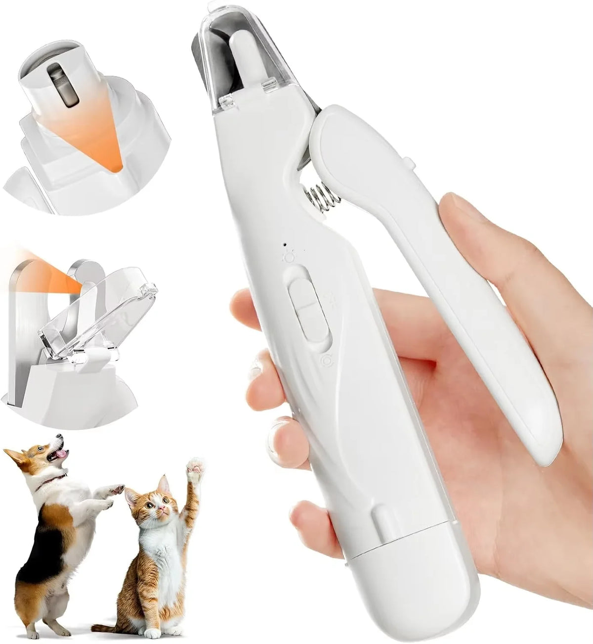 2-IN-1 Pet Nail Clippers Quiet Pet Nail Grinder with 2 LED Lights for Large Medium Small Puppy Dogs Cats Pet Nail Grooming Tools