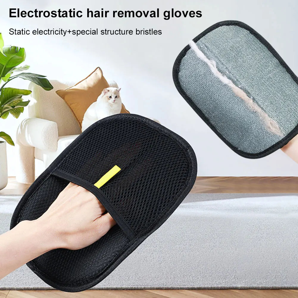 Hair Remover Brush Dog Cat Pet Hair Remover Gloves Double-Sided Pet Hair Removal Gloves Pet Grooming Gloves Brush for Cat Dog