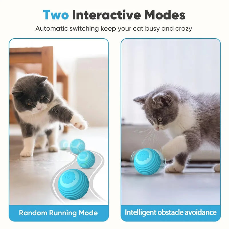 Interactive Automatic Cat Toy Ball Self-Play Rolling Ball with Smart Sensor Fun Entertainment for Indoor Kitten Alone Time
